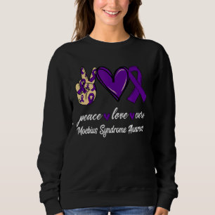 Peace Love Cure Moebius Syndrome Purple Ribbon Awa Sweatshirt