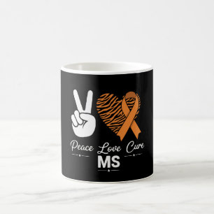Peace Love Cure MS Awareness Orange Ribbon Coffee Mug