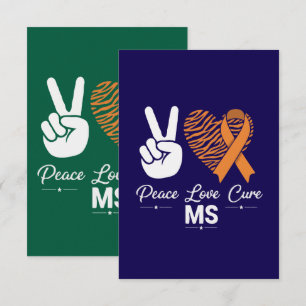Peace Love Cure MS Awareness   Orange Ribbon  Thank You Card