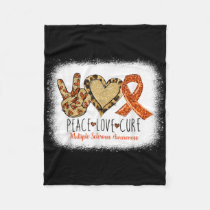 Peace Love Cure Multiple Sclerosis Awareness Ms Wa Fleece Blanket
