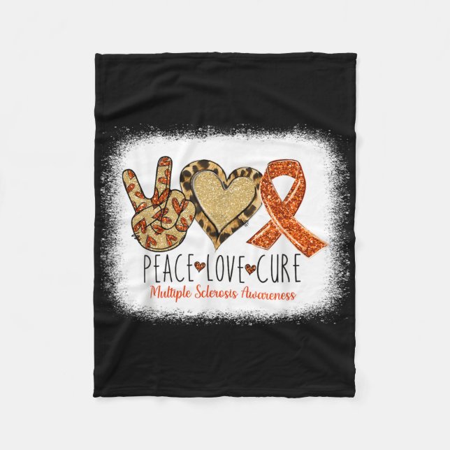 Peace Love Cure Multiple Sclerosis Awareness Ms Wa Fleece Blanket (Front)