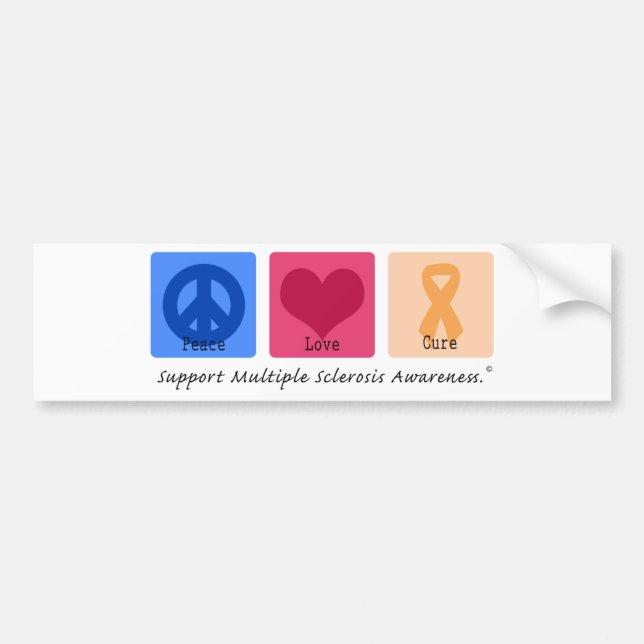Peace Love Cure Multiple Sclerosis Bumper Sticker (Front)