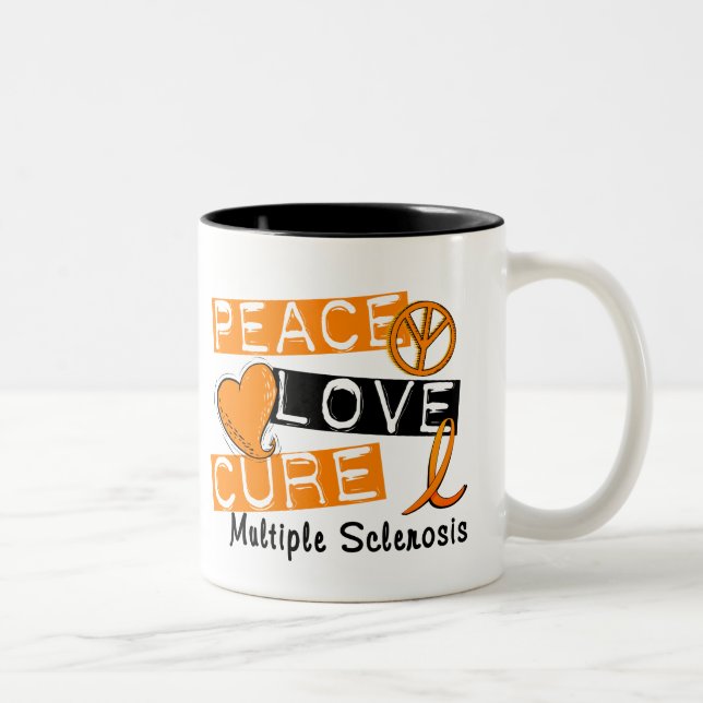 Peace Love Cure Multiple Sclerosis MS Two-Tone Coffee Mug (Right)