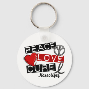 PEACE LOVE CURE NARCOLEPSY KEYCHAIN