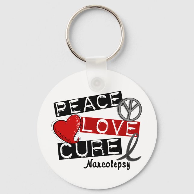 PEACE LOVE CURE NARCOLEPSY KEYCHAIN (Front)