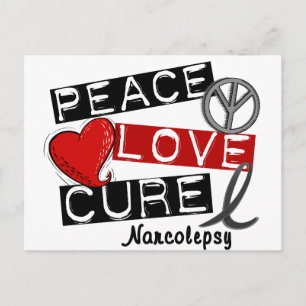 PEACE LOVE CURE NARCOLEPSY POSTCARD