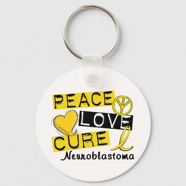 Peace Love Cure Neuroblastoma Keychain (Front)