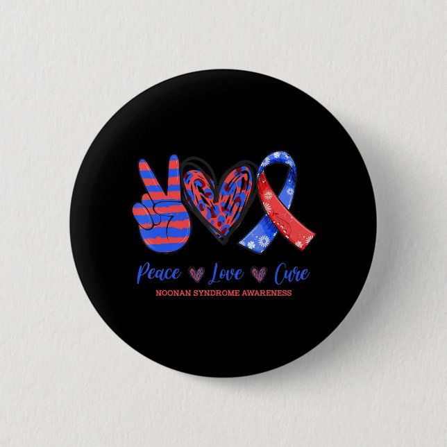 Peace Love Cure Noonan Syndrome Awareness 2 Inch Round Button (Front)