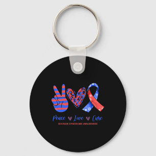 Peace Love Cure Noonan Syndrome Awareness  Keychain