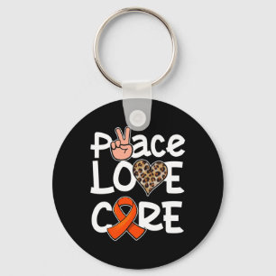 Peace Love Cure Orange Ribbon Leukaemia Awareness Keychain