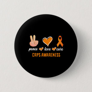 Peace Love Cure Orange Ribbon Rsd Crps Awareness 2 Inch Round Button