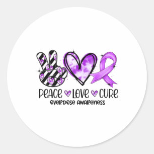 Peace Love Cure Overdose Awareness  Classic Round Sticker