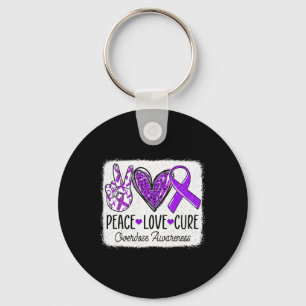 Peace Love Cure Overdose Awareness Month Purple Ri Keychain