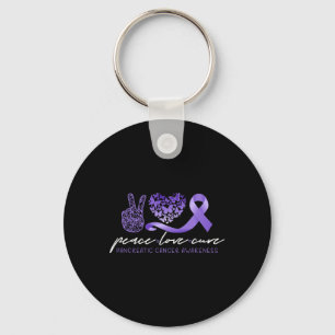 Peace Love Cure Pancreatic Cancer Awareness 1 Keychain