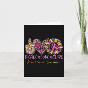Peace Love Cure Pink Leopard Sunflower Breast Canc Card