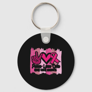 Peace Love Cure Pink Ribbon Cancer Breast Awarenes Keychain