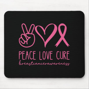 Peace Love Cure Pink Ribbon Warrior Breast Cancer  Mouse Pad