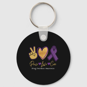 Peace Love Cure Purple Drug Overdose Awareness 1 Keychain