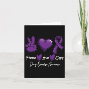 Peace Love Cure Purple Drug Overdose Awareness  Card