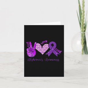 Peace Love Cure Purple Ribbon Alzheimer's Awarenes Card