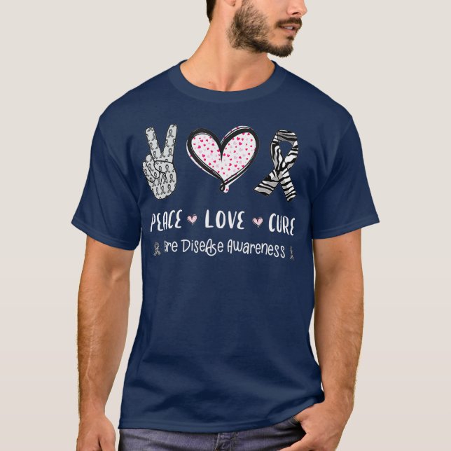 Peace Love cure rare diseases awareness for men T-Shirt (Front)