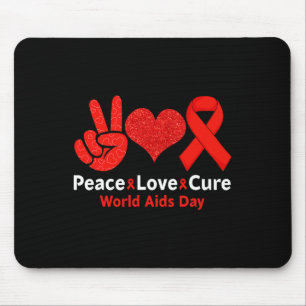 Peace Love Cure Red Ribbon Week Fun Awareness Cost Mouse Pad