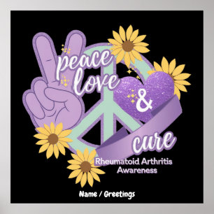 Peace Love Cure Rheumatoid Arthritis Awareness Poster