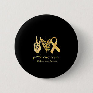 Peace Love Cure Ribbon Childhood Cancer Awareness 2 Inch Round Button
