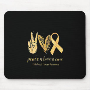 Peace Love Cure Ribbon Childhood Cancer Awareness  Mouse Pad