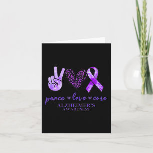 Peace Love Cure Ribbon Leopard Alzheimer Brain Awa Card