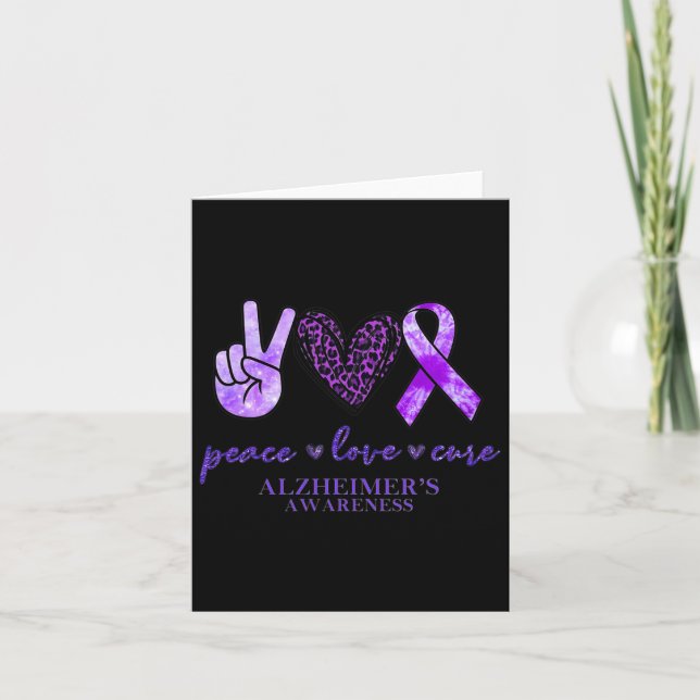 Peace Love Cure Ribbon Leopard Heimerheimer Brain  Card (Front)