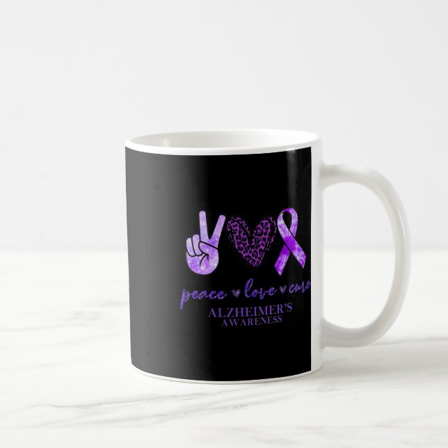 Peace Love Cure Ribbon Leopard Heimerheimer Brain  Coffee Mug (Right)