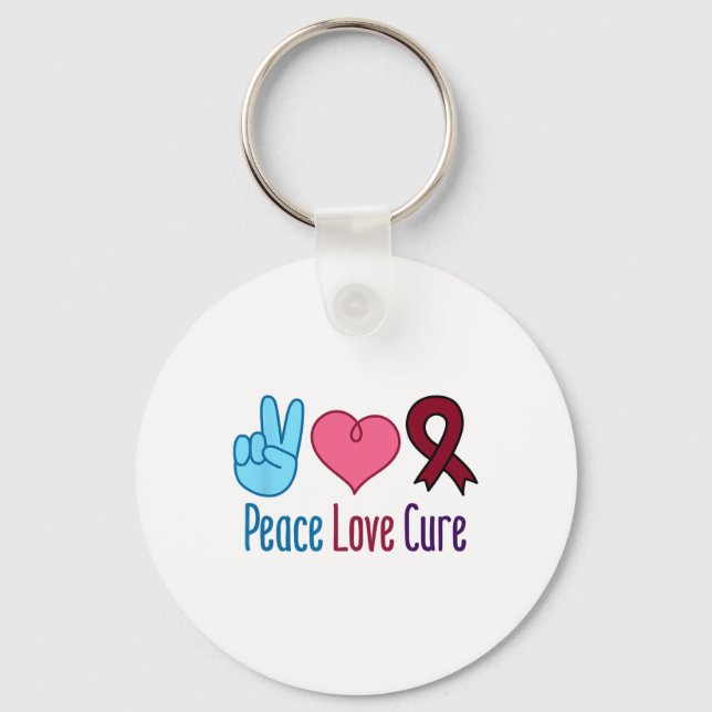 Peace Love Cure Sickle Cell Anemia Awareness Scd  Keychain (Front)
