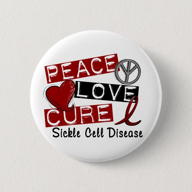Peace Love Cure Sickle Cell Disease 2 Inch Round Button (Front)