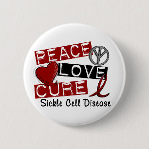 Peace Love Cure Sickle Cell Disease 2 Inch Round Button