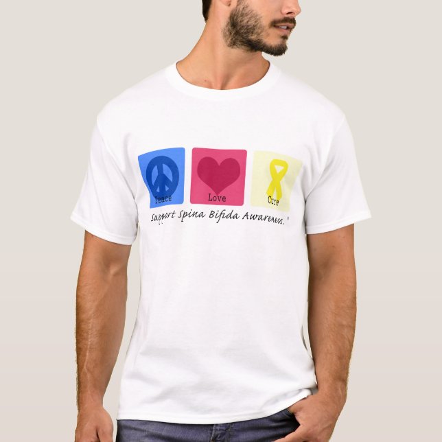 Peace Love Cure Spina Bifida T-Shirt (Front)