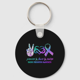 Peace Love Cure Suicide Prevention Awareness Keychain