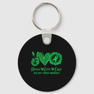 Peace Love Cure Sunflower Bile Duct Cancer Awarene Keychain