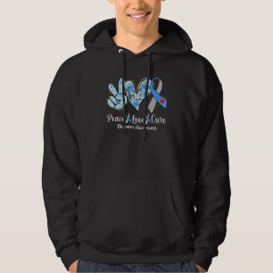 Peace Love Cure Sunflower Blue Ribbon Diabetes Awa Hoodie
