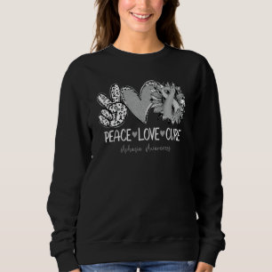 Peace Love Cure Sunflower Gray Ribbon Aphasia Awar Sweatshirt