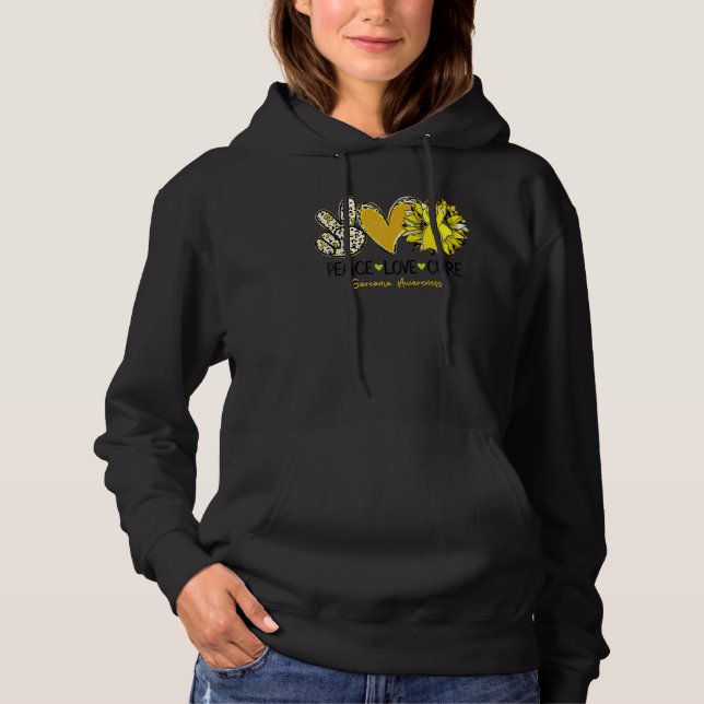 Peace Love Cure Sunflower Leopard Sarcoma Awarenes Hoodie (Front)