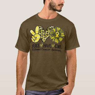 Peace Love Cure Sunflower Yellow Ribbon Childhood  T-Shirt