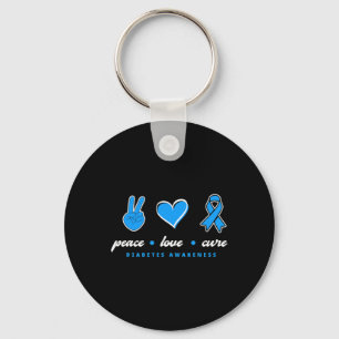 Peace Love Cure T1D Warrior Type One Diabetes Awar Keychain