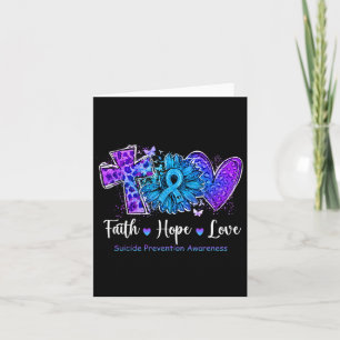Peace Love Cure Teal And Purple Sunflower Suicide Card