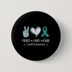 Peace Love Cure Tourette Syndrome Awareness Men 2 Inch Round Button
