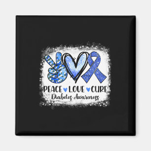 Peace Love Cure Type 1 Diabetes Awareness T1d Blue Magnet