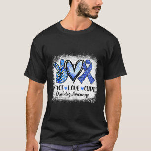 Peace Love Cure Type 1 Diabetes Awareness T1d Blue T-Shirt