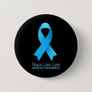 Peace Love Cure Type 1 Diabetes Awareness T1d Diab 2 Inch Round Button