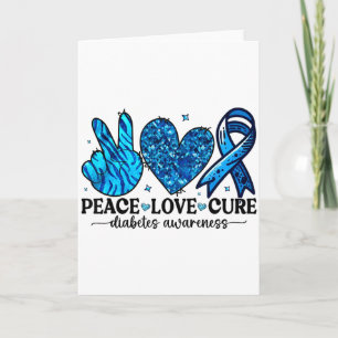 Peace Love Cure Type 1 Diabetes Awareness T1d Ribb Card