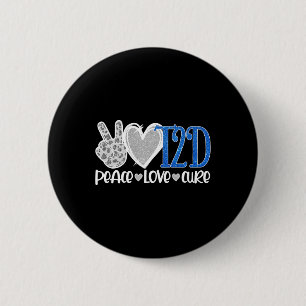 Peace Love Cure Type 2 Diabetes Awareness T2D Blue Inch Round Button